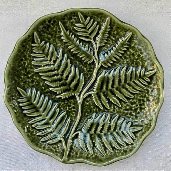 Vintage Olfaire Fern Plate Portugal Majolica 6.5”